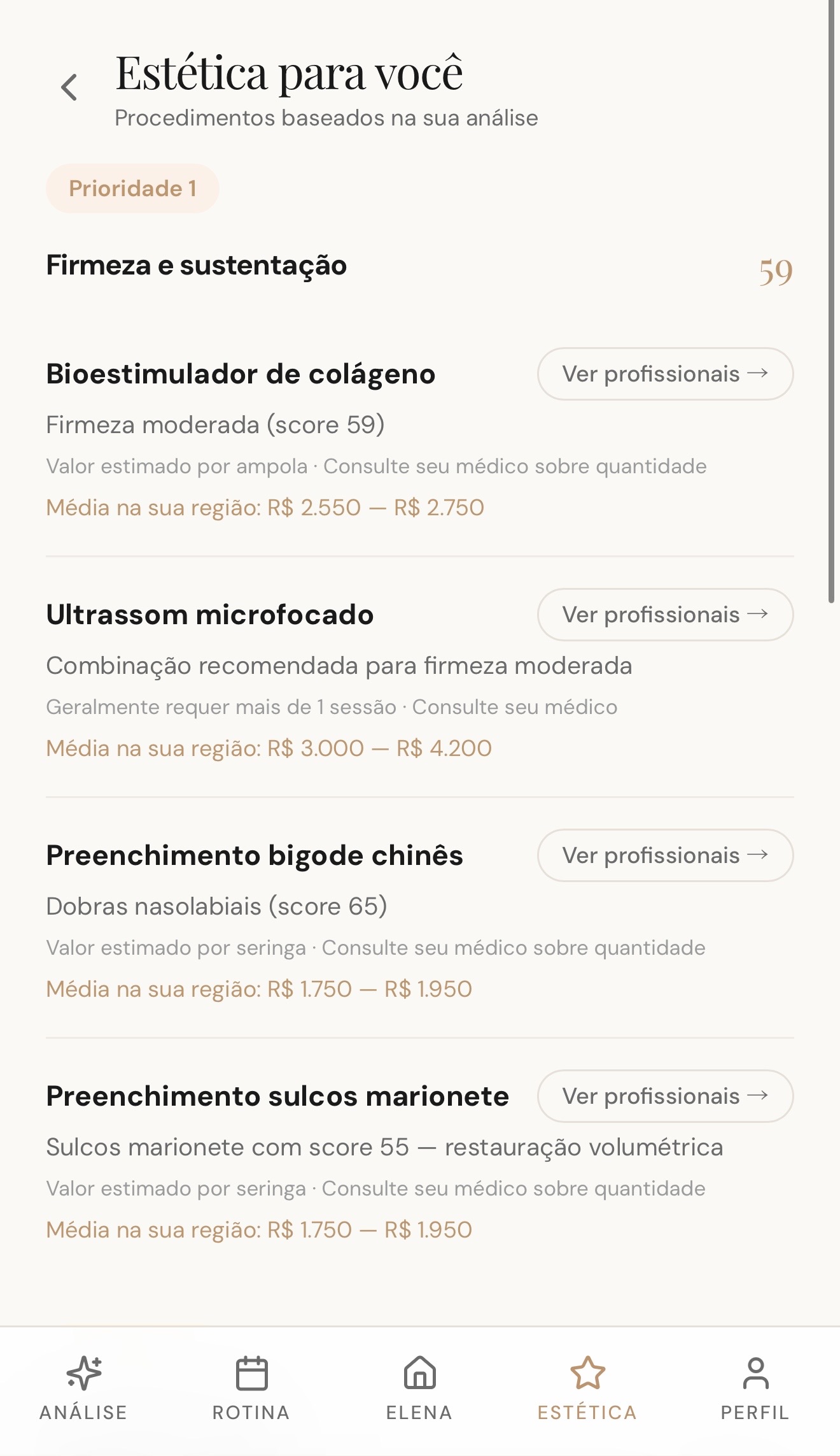Plano estético na Elena